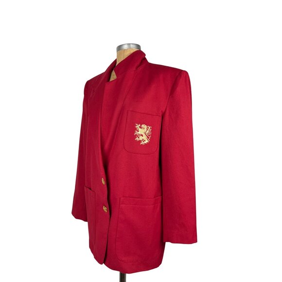 Spiegel Workshop Red Blazer Authentic Vintage Jacket Golden Buttons Embroidered - Picture 9 of 12
